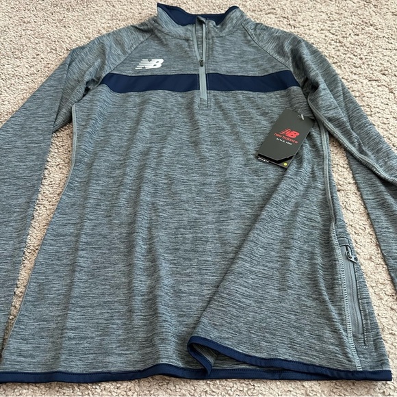 New Balance Sweater Womens Size S Quarter Zip Lightweight Active Gray Navy - Picture 5 of 10